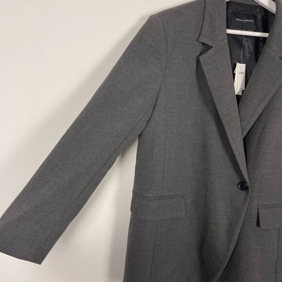 NWT Banana Republic Double Weave Asymmetrical Blazer Size 12 Gray Stretch Womens - Picture 5 of 14